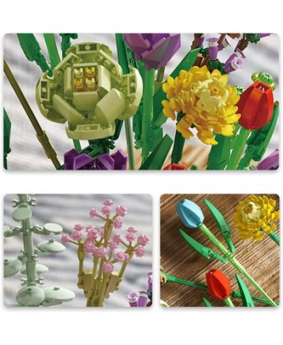 17 Flowers Bouquet Building Blocks Set 999PCS Colorful DIY Artificial Flower Building Kit for Home Decoration Gifts Botanical...