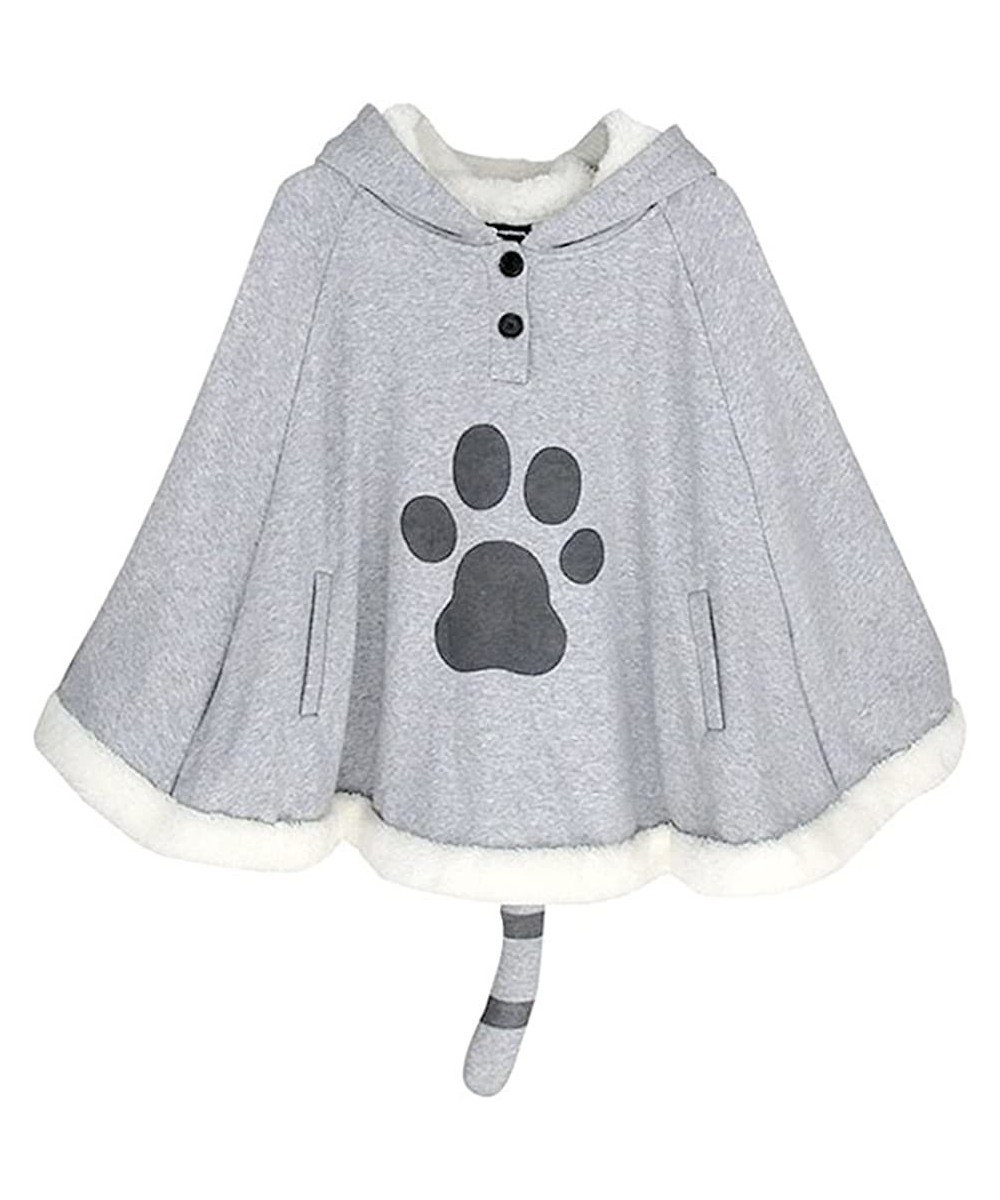 Game Cat Atsume Hooded Cape Cosplay Costume Gray Cat Cotton Cloak Poncho $60.44 - Kids' Costumes