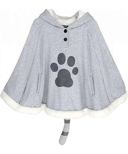 Game Cat Atsume Hooded Cape Cosplay Costume Gray Cat Cotton Cloak Poncho $60.44 - Kids' Costumes