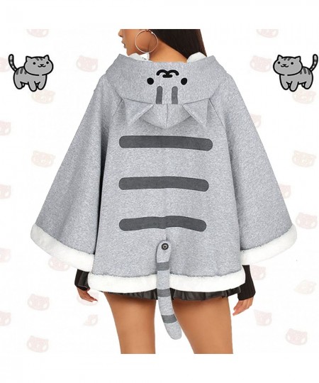 Game Cat Atsume Hooded Cape Cosplay Costume Gray Cat Cotton Cloak Poncho $60.44 - Kids' Costumes