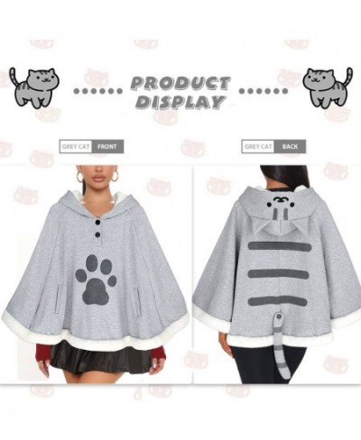 Game Cat Atsume Hooded Cape Cosplay Costume Gray Cat Cotton Cloak Poncho $60.44 - Kids' Costumes