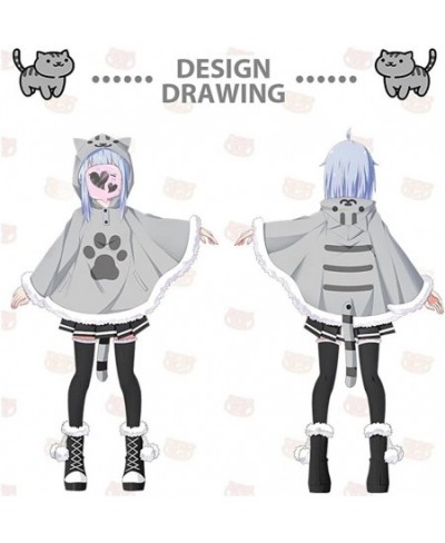 Game Cat Atsume Hooded Cape Cosplay Costume Gray Cat Cotton Cloak Poncho $60.44 - Kids' Costumes