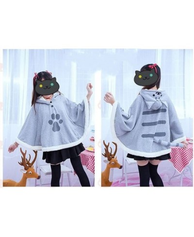 Game Cat Atsume Hooded Cape Cosplay Costume Gray Cat Cotton Cloak Poncho $60.44 - Kids' Costumes