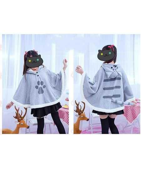 Game Cat Atsume Hooded Cape Cosplay Costume Gray Cat Cotton Cloak Poncho $60.44 - Kids' Costumes