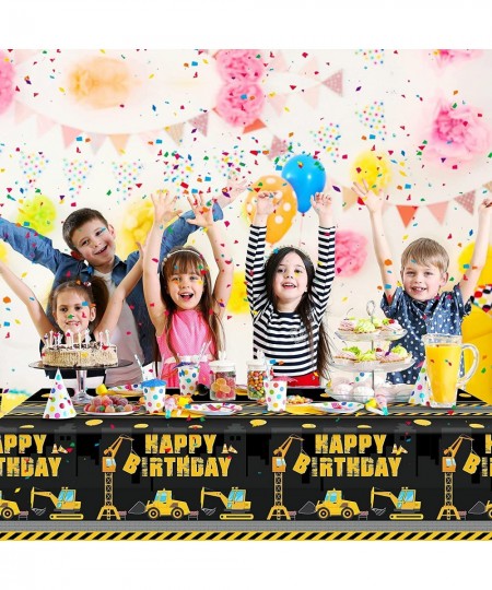 Construction Happy Birthday Tablecloth Dump Truck Birthday Table Covers Tractor Plastic Printed Tablecloth Construction Theme...