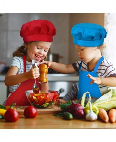 8 Pieces Kids Apron Chef Hat Set - Boys Girls Aprons with Pockets for Kitchen Cooking Baking Painting $29.26 - Toy Kitchen Pr...