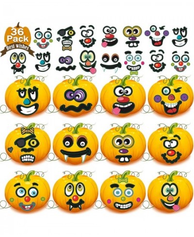 18 Sheets Halloween Pumpkin Decorating Stickers 36 Pack Pumpkin Face Stickers with 12 Facial Expression Designs for Halloween...