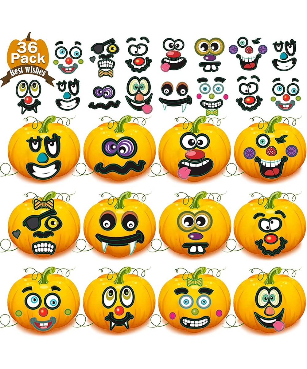 18 Sheets Halloween Pumpkin Decorating Stickers 36 Pack Pumpkin Face Stickers with 12 Facial Expression Designs for Halloween...