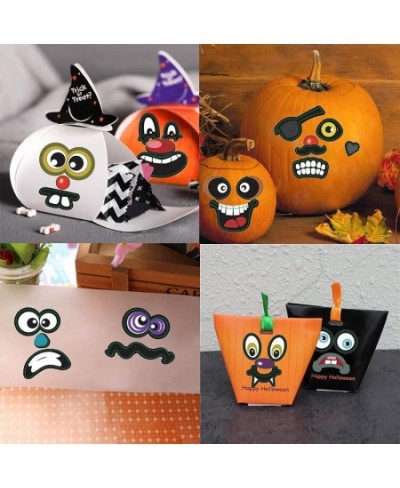 18 Sheets Halloween Pumpkin Decorating Stickers 36 Pack Pumpkin Face Stickers with 12 Facial Expression Designs for Halloween...