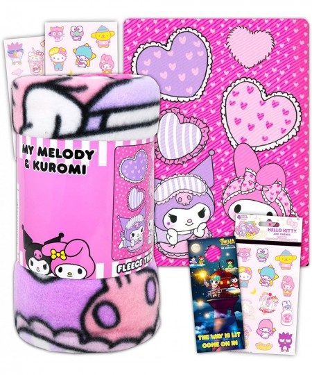 Sanrio Hello Kitty Fleece Blanket Set - My Melody and Kuromi Blanket Bundle with Hello Kitty Stickers and More for Kids Full ...