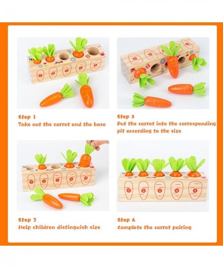 Montessori Toys for Toddlers 1-3 Carrots Shapes Sorting and Matching Game Wooden Toys Fine Motor Skill Early Learning Prescho...