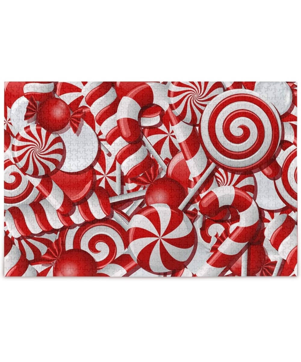 Christmas Candy Canes Jigsaw Puzzle 500 Pieces Gift Difficult Puzzle DIY Wall Art Intellectual Decompressing Fun Game for Adu...