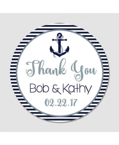 40 Personalized Navy & Gray Nautical Anchor Wedding Favor Label Stickers - Anchor Themed Wedding Favor Tags - Wedding Thank Y...