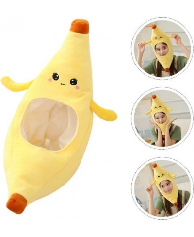 Plush Banana Hat Costume Banana Hat Funny Head Cover Cosplay Dress Up Banana Cap Cartoon Fruit Hat for Holiday Party Carnival...