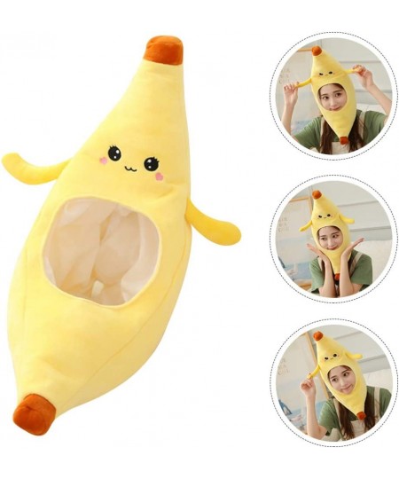 Plush Banana Hat Costume Banana Hat Funny Head Cover Cosplay Dress Up Banana Cap Cartoon Fruit Hat for Holiday Party Carnival...