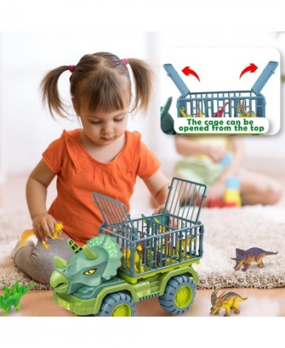 Dinosaur Transport Truck Playset Large Size Triceratops Vehicle Carrier Car Toys for 3 4 5 6 7 8 9 10 Years Old Boys Girls Ki...