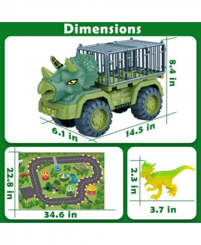 Dinosaur Transport Truck Playset Large Size Triceratops Vehicle Carrier Car Toys for 3 4 5 6 7 8 9 10 Years Old Boys Girls Ki...