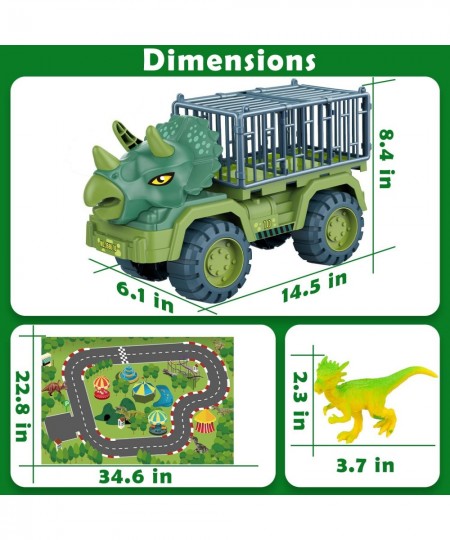 Dinosaur Transport Truck Playset Large Size Triceratops Vehicle Carrier Car Toys for 3 4 5 6 7 8 9 10 Years Old Boys Girls Ki...