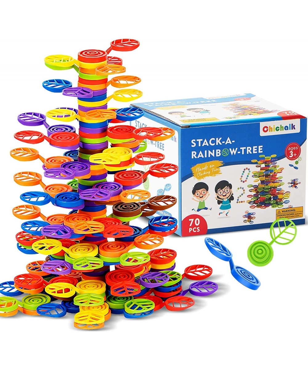 Stack-a-Rainbow-Tree Plastic Stacking Blocks 70 Piece Balance Game Building Toys for Kids Ages 3-8 Preschool Kindergarten Edu...