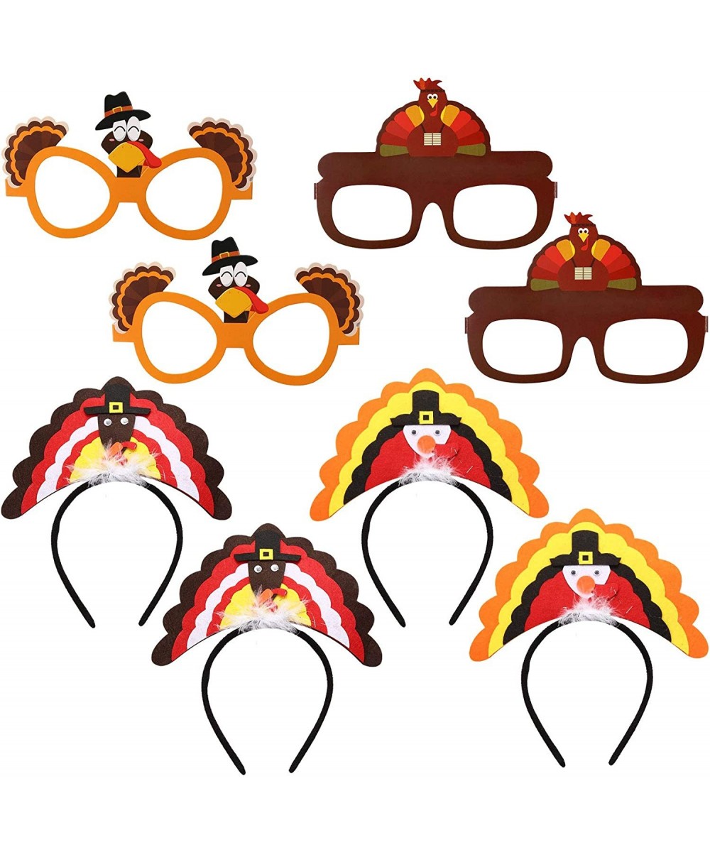 8 Pieces Thanksgiving Turkey Headbands Turkey Feather Headbands and Turkey Eyeglasses Thanksgiving Glasses Autumn Season Eye ...