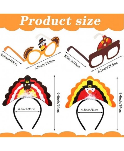 8 Pieces Thanksgiving Turkey Headbands Turkey Feather Headbands and Turkey Eyeglasses Thanksgiving Glasses Autumn Season Eye ...