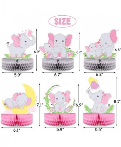 6 PCS Pink Elephant Honeycomb Centerpieces Baby Girl It's A Girl Table Decorations Pink Little Peanut Cutouts For Pink Elepha...