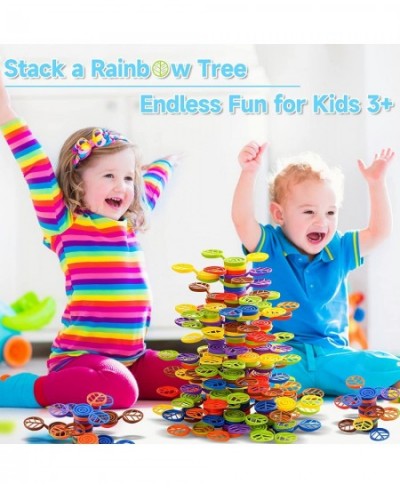 Stack-a-Rainbow-Tree Plastic Stacking Blocks 70 Piece Balance Game Building Toys for Kids Ages 3-8 Preschool Kindergarten Edu...