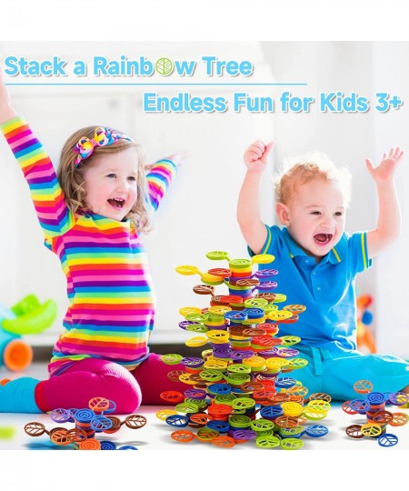 Stack-a-Rainbow-Tree Plastic Stacking Blocks 70 Piece Balance Game Building Toys for Kids Ages 3-8 Preschool Kindergarten Edu...