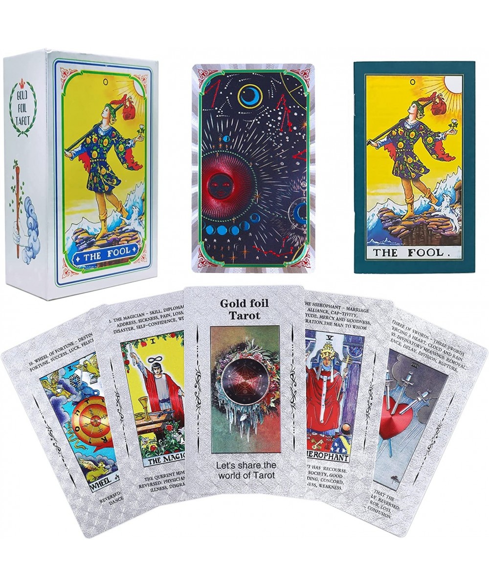 Tarot Cards for Beginners with Meanings on Them 78 Tarot Deck with Guide Book Plastic Waterproof Holographic Tarot Cards with...