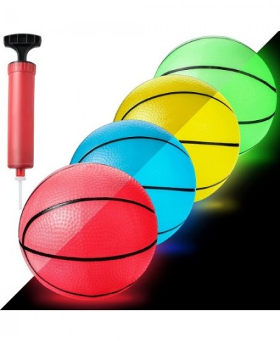 4 Pieces 6.3 Inch Glow in the Dark Mini Basketball with Pump for Mini Basketball Hoop Midnight Colorful Mini Basketball Small...