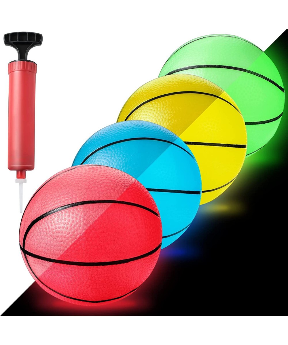 4 Pieces 6.3 Inch Glow in the Dark Mini Basketball with Pump for Mini Basketball Hoop Midnight Colorful Mini Basketball Small...