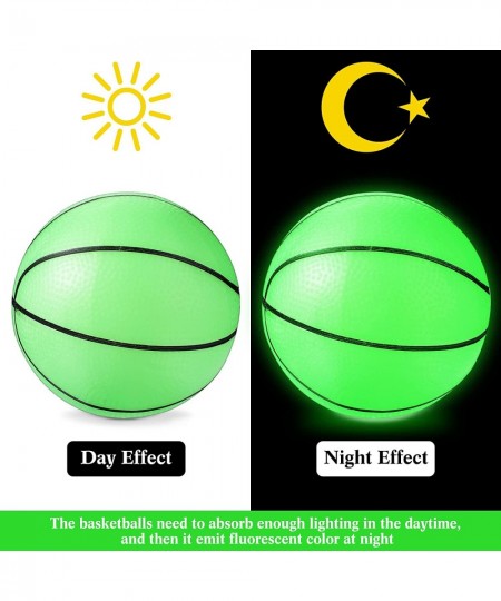 4 Pieces 6.3 Inch Glow in the Dark Mini Basketball with Pump for Mini Basketball Hoop Midnight Colorful Mini Basketball Small...