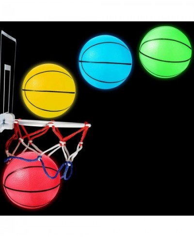 4 Pieces 6.3 Inch Glow in the Dark Mini Basketball with Pump for Mini Basketball Hoop Midnight Colorful Mini Basketball Small...