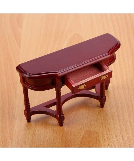 1:12 Scale Mini Dollhouse Half-Round Table Model Miniature Doll House Desk Furniture Wooden Doll House Living Room Decorative...