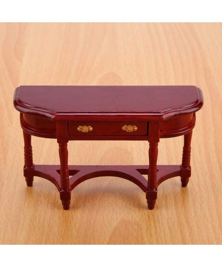 1:12 Scale Mini Dollhouse Half-Round Table Model Miniature Doll House Desk Furniture Wooden Doll House Living Room Decorative...