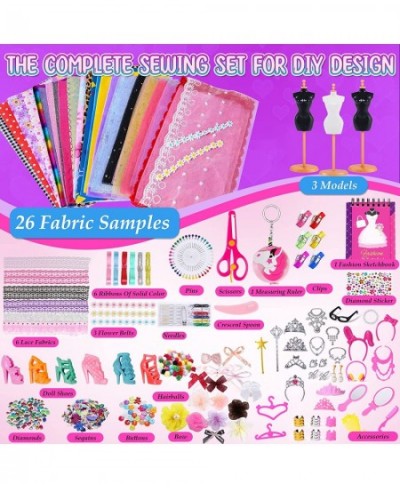 400+Pcs Girls Fashion Design Kids Sewing Craft Kit for Making 60 Pack Doll Cloth Accessories Dress Up Art Crafts for Girl Age...