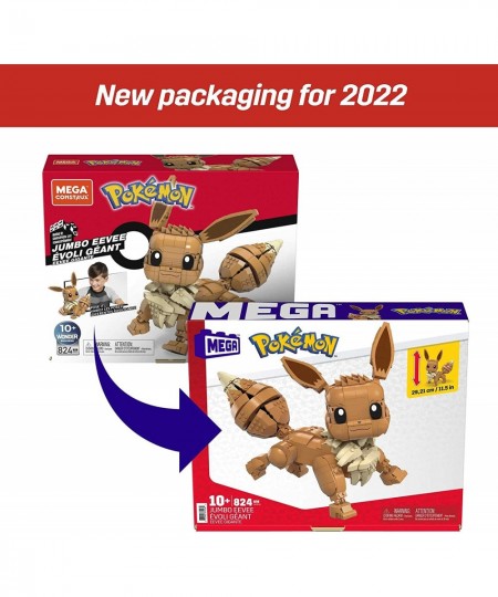 Pokémon Jumbo Eevee Toy Building Set 11 inches Tall poseable 824 Bricks and Pieces for Boys and Girls Ages 6 and up $84.92 - ...