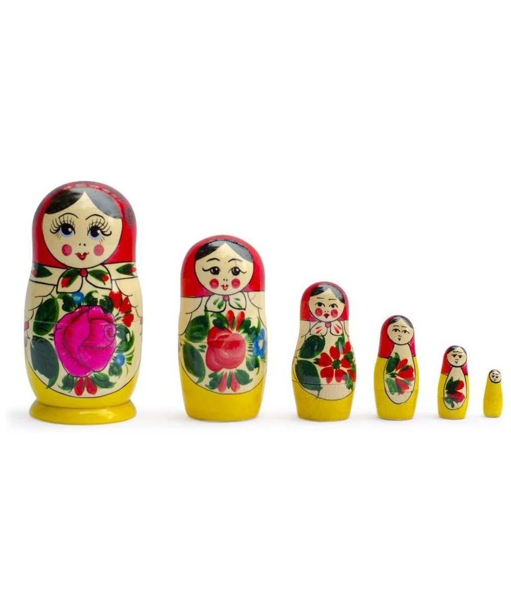 Set of 6 Wooden Dolls Nesting Dolls Semenov Matryoshka 5.75 Inches $25.62 - Nesting Dolls