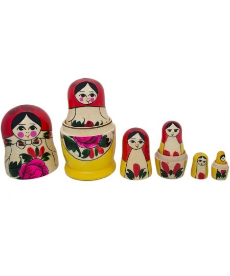 Set of 6 Wooden Dolls Nesting Dolls Semenov Matryoshka 5.75 Inches $25.62 - Nesting Dolls