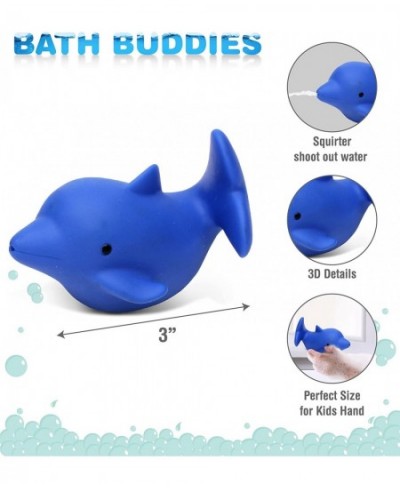 DolliBu Dolphin Bath Buddy Squirter - Floating Blue Dolphin Rubber Bath Toy Fun Water Squirting Bathtime Play For Toddlers Cu...