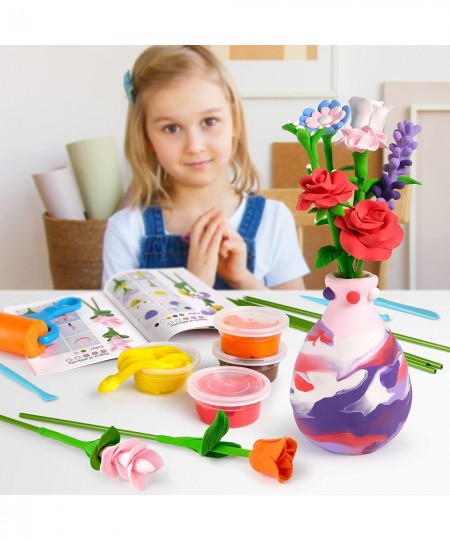 Flower Craft Kit for Kids Make Your Own Flower Bouquet with Air Dry Clay Arrange Clay Flowers & Create Personalized Art Great...