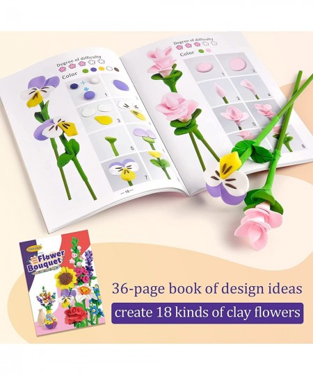 Flower Craft Kit for Kids Make Your Own Flower Bouquet with Air Dry Clay Arrange Clay Flowers & Create Personalized Art Great...