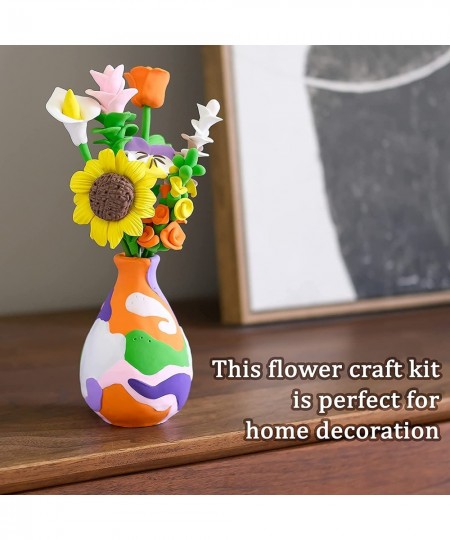 Flower Craft Kit for Kids Make Your Own Flower Bouquet with Air Dry Clay Arrange Clay Flowers & Create Personalized Art Great...