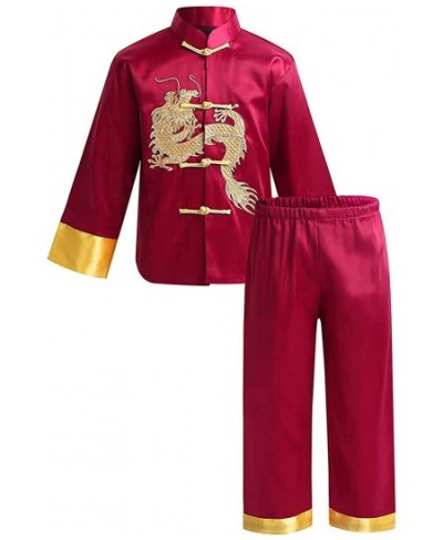 Boys Satin Embroidered Dragon Tang Uniform Traditional Chinese Kung Fu Outfit Tang Costume Martial Arts Suits $44.58 - Kids' ...