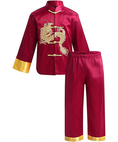 Boys Satin Embroidered Dragon Tang Uniform Traditional Chinese Kung Fu Outfit Tang Costume Martial Arts Suits $44.58 - Kids' ...