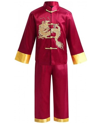 Boys Satin Embroidered Dragon Tang Uniform Traditional Chinese Kung Fu Outfit Tang Costume Martial Arts Suits $44.58 - Kids' ...