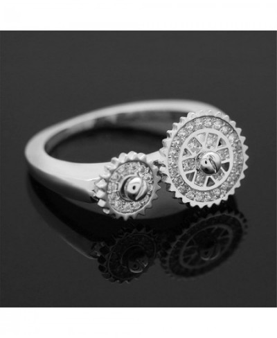 Silver Anti Anxiety Ring - Rotation Fidget Rings for Anxiety Women Anxiety Ring with Inlaid Crystal Gear Spinner Ring for Anx...