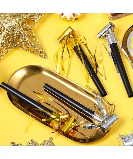 36 Pieces Party Squawkers Party Blower Noisemakers Blowouts Whistles Fringed Noise Maker in Gold and Silver Musical Blowouts ...