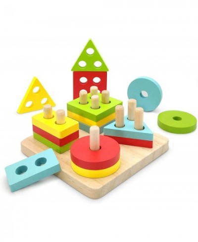 Montessori Toys for 1 2 3 Year Old Boys Girls Gifts Wooden Sorting and Stacking Toys for Toddlers 1-3 Educational Learning To...