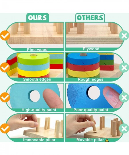 Montessori Toys for 1 2 3 Year Old Boys Girls Gifts Wooden Sorting and Stacking Toys for Toddlers 1-3 Educational Learning To...